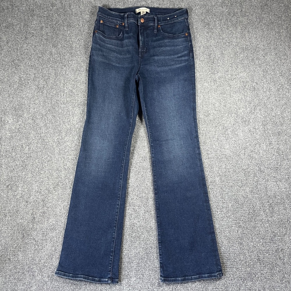 Madewell Jeans Womens 29 Dark Blue Kick Out Full-Length Flare Denim Stretch